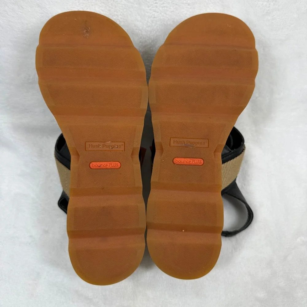 Hush Puppies Brite‎ Jute Black Tan Platform Sporty Sandals HW06698-002 Womens 8